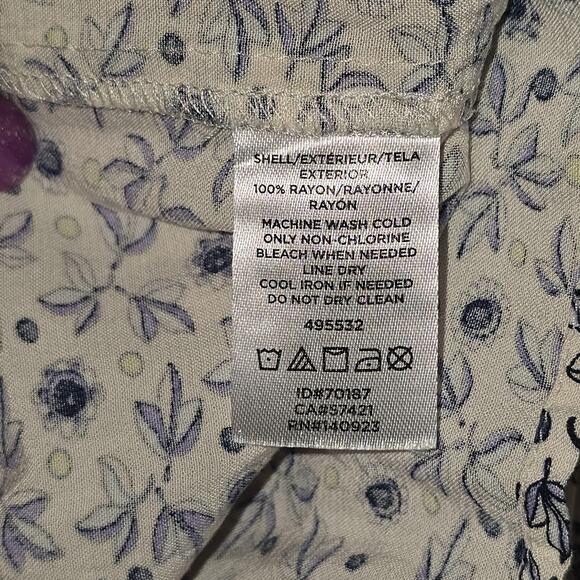 LOFT Blouse Womens Small Floral Button Long Sleeve Rayon Top Cottage Coquette - Picture 4 of 9